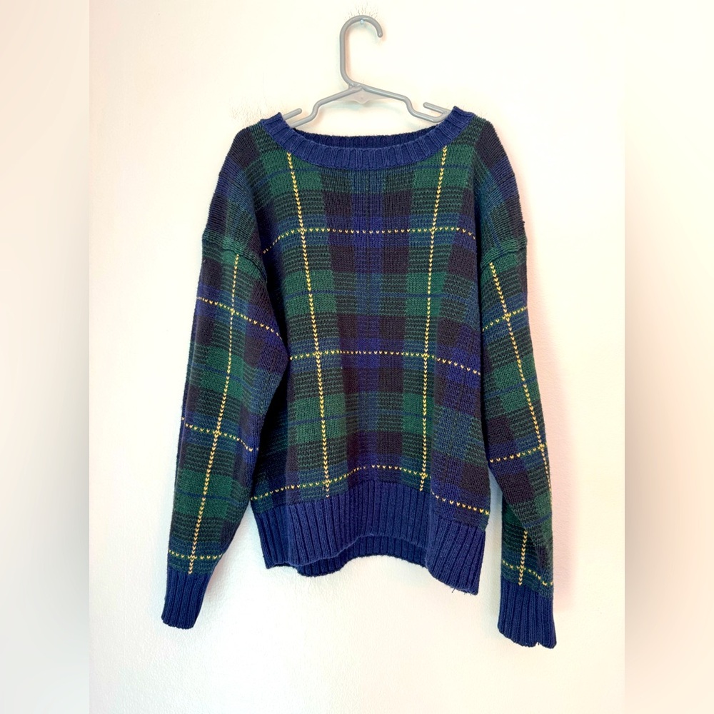 Kitestrings Boys Blue/Green Plaid Crewneck Sweater - Size 8/10